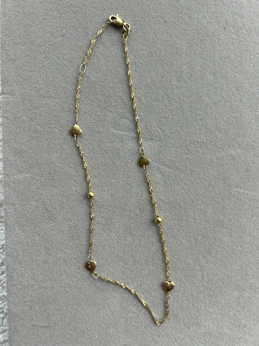 14k gold Ankle Bracelet Delicate Gold Hearts - Women's Jewelry